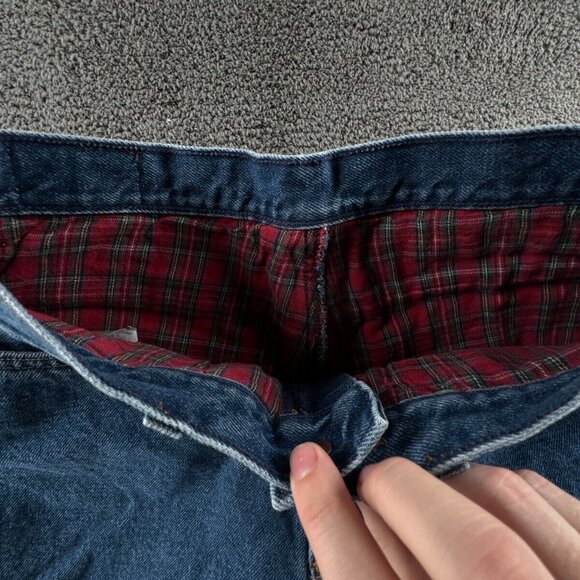 LL Bean Double L Jeans Flannel Lined Denim Men Blue Women Cotton Size 10 Regular - Picture 10 of 16